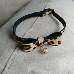 leopard print collar choker necklace with bow